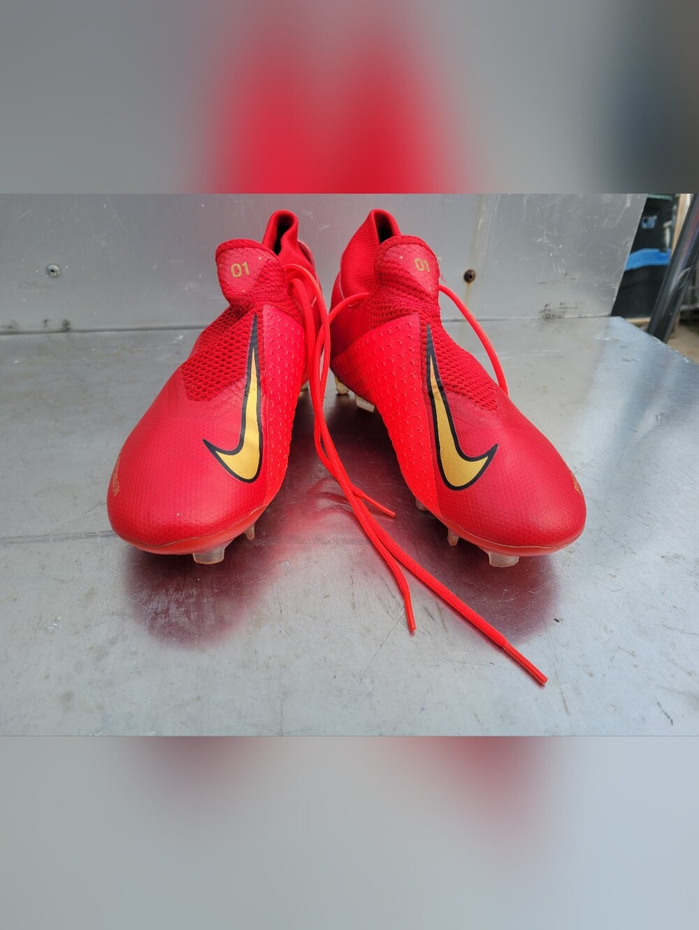 Nike Phantom VSN Soccer Cleats - Red/Gold mens Size 7.5 women's 9 - Picture 5 of 8
